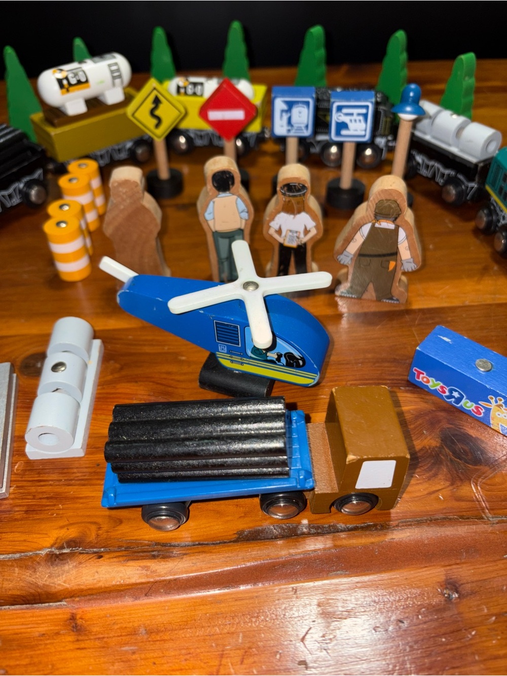 Vintage Toys R Us Imaginarium Wooden Train, Helicopter, Vehicle Set Bundle of 38 - Picture 7 of 7